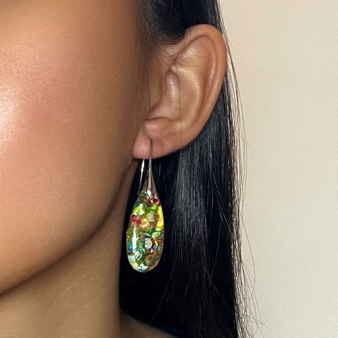 Boucles d'Oreilles Jaspe Multicolore Goutte – Ancrage et Créativité - Biloria