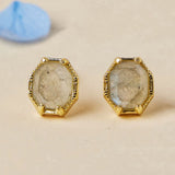Boucles d'Oreilles Labradorite Argent Plaqué Or – Éclat Protecteur - Biloria