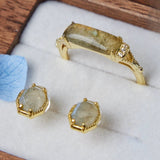 Boucles d'Oreilles Labradorite Argent Plaqué Or – Éclat Protecteur - Biloria
