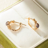 Boucles d'Oreilles Labradorite Cordiérite Apaisement Argent Plaqué Or - Biloria