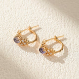 Boucles d'Oreilles Labradorite Cordiérite Apaisement Argent Plaqué Or - Biloria