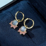 Boucles d'Oreilles Labradorite Meow Argent Plaqué Or - Biloria