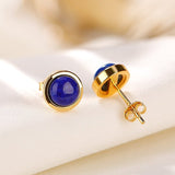 Boucles d'Oreilles Lapis Lazuli Argent Plaqué Or Énergie et Clarté - Biloria