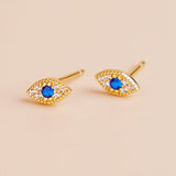 Boucles d'Oreilles Mauvais Œil Protection – Argent Plaqué Or Zircon - Biloria
