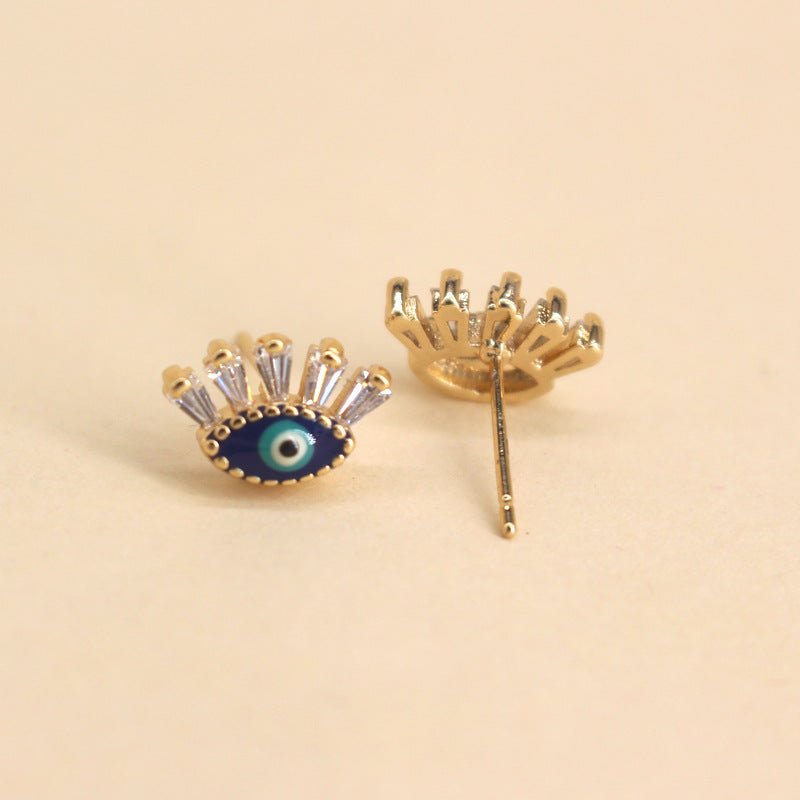 Boucles d'oreilles œil protecteur en cristal doré - Biloria
