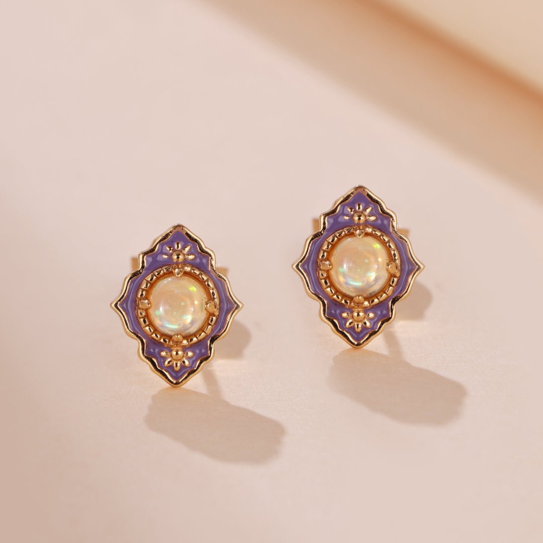 Boucles d'oreilles Opale floral argent plaqué or élégantes - Biloria