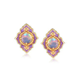 Boucles d'oreilles Opale floral argent plaqué or élégantes - Biloria