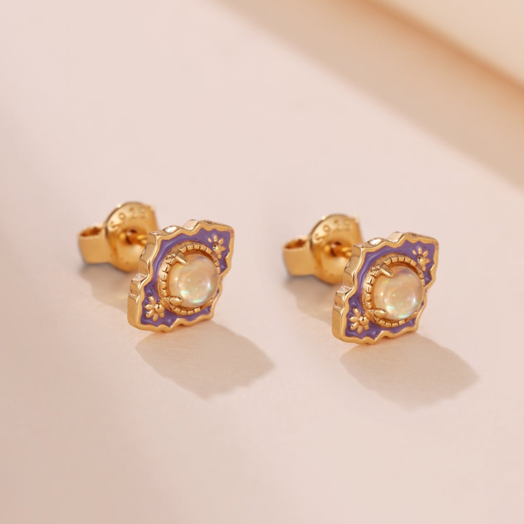 Boucles d'oreilles Opale floral argent plaqué or élégantes - Biloria