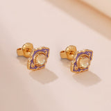 Boucles d'oreilles Opale floral argent plaqué or élégantes - Biloria