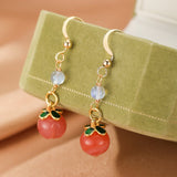 Boucles d'Oreilles Pêche en Labradorite et Agate Rouge – Plaqué Or 14K - Biloria