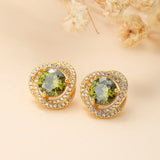 Boucles d'Oreilles Péridot Torsadées Laiton Plaqué Or - Biloria