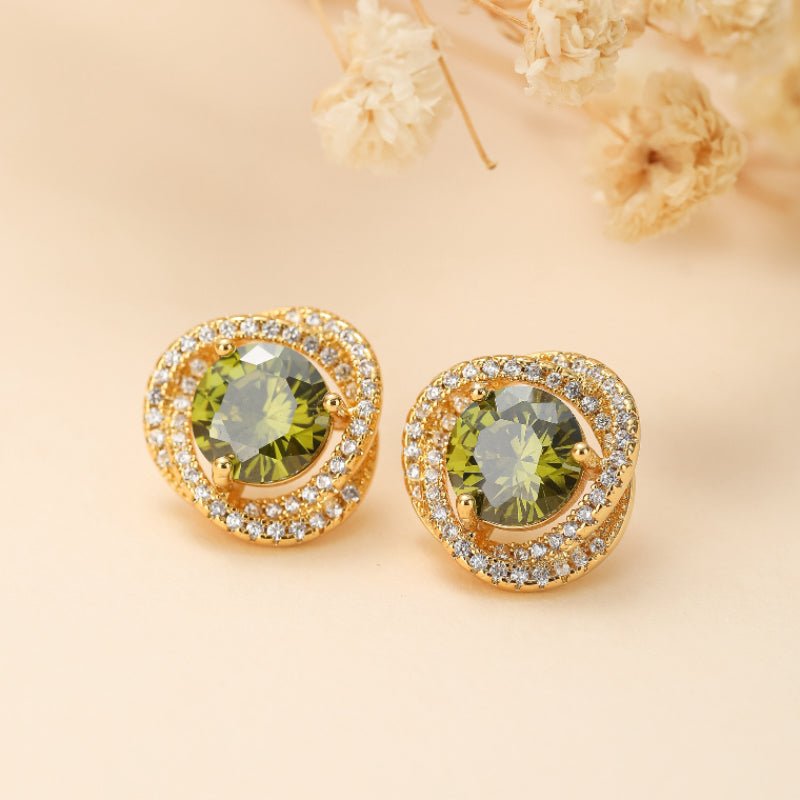 Boucles d'Oreilles Péridot Torsadées Laiton Plaqué Or - Biloria