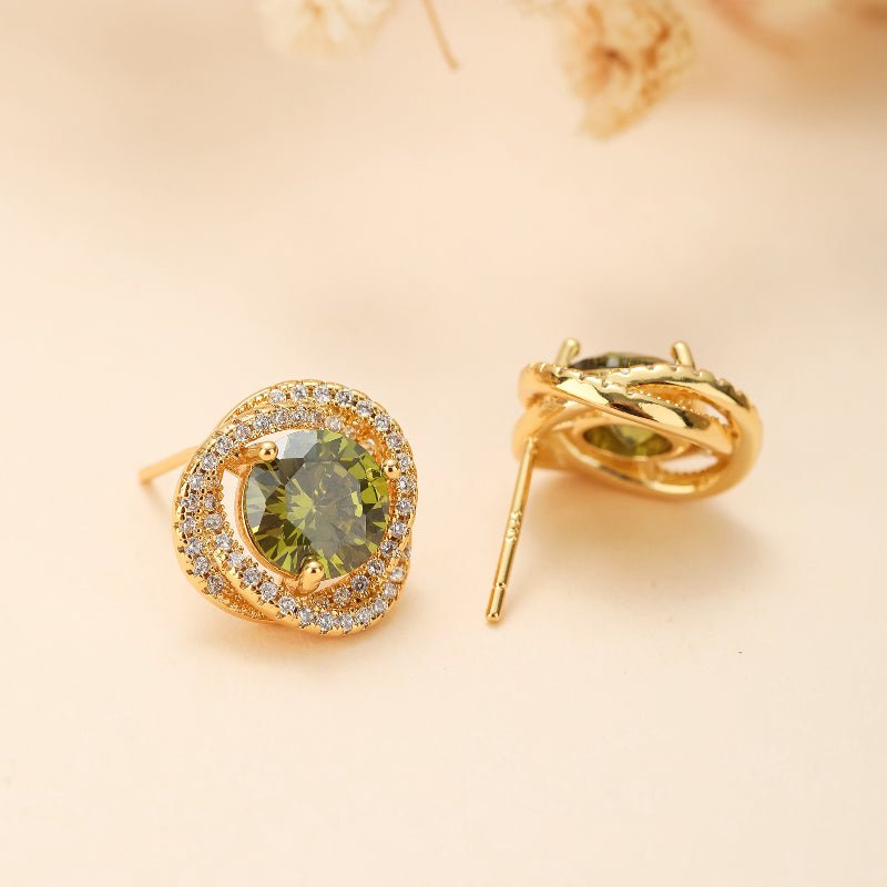 Boucles d'Oreilles Péridot Torsadées Laiton Plaqué Or - Biloria