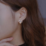 Boucles d'Oreilles Perle Caresse Florale - Plaqué Or Fait Main - Biloria