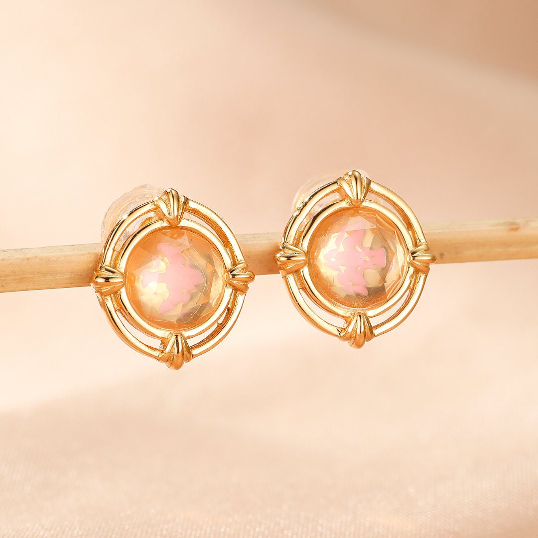 Boucles d'oreilles Quartz Rose – Argent plaqué or, vertus apaisantes - Biloria