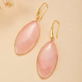 Boucles d'Oreilles Quartz Rose Laiton Plaqué Or 60 mm - Biloria
