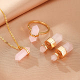 Boucles d'oreilles Quartz Rose Point de Lumière Argent plaqué Or 10K - Biloria