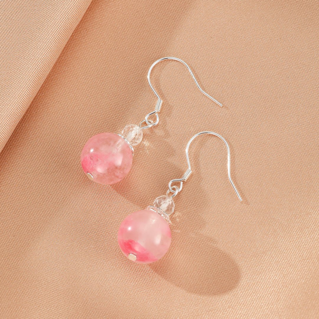 Boucles d'Oreilles Rhodonite Rosée d'Amour Argent S925 - Biloria
