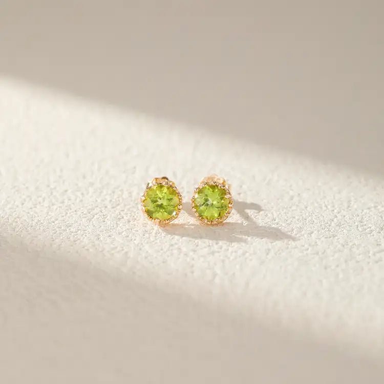Boucles d'Oreilles Soleil Péridot ou Labradorite Argent Plaqué Or - Biloria