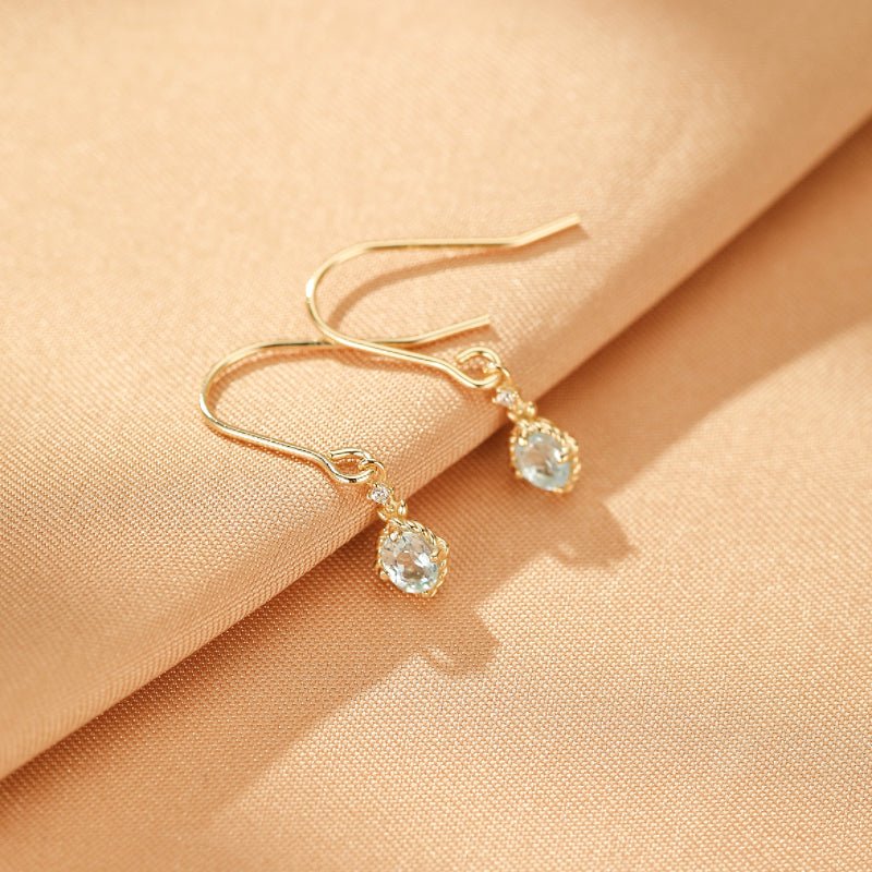Boucles d'Oreilles Topaze Zircon Argent Plaqué Or – Porte-Bonheur - Biloria