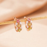 Boucles d'Oreilles Tourmaline Floral Argent Plaqué Or - Biloria
