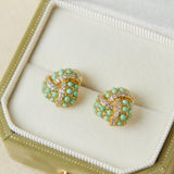 Boucles d'Oreilles Turquoise Triangle Torsade en Argent Plaqué Or - Biloria