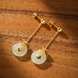 Boucles Oreilles Jade Blanc Œillet Doré Argent Plaqué Or - Biloria