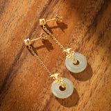 Boucles Oreilles Jade Blanc Œillet Doré Argent Plaqué Or - Biloria