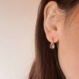 Boucles Oreilles Quartz Rose Argent Plaqué Or Floral - Biloria