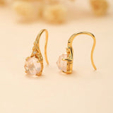 Boucles Oreilles Quartz Rose Argent Plaqué Or Floral - Biloria