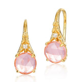 Boucles Oreilles Quartz Rose Argent Plaqué Or Floral - Biloria
