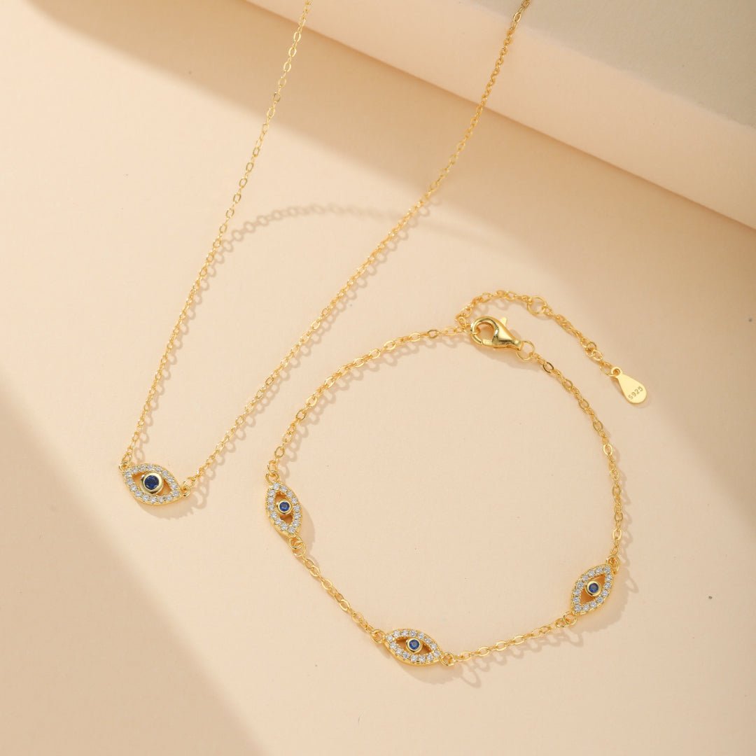 Bouclier d'Énergie Mauvais Œil – Collier Argent Plaqué Or - Biloria