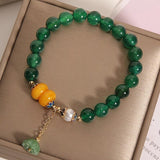 Bracelet Agate Verte Lotus - Décoration Naturel - Biloria