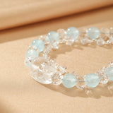 Bracelet Aigue-marine Cristal de Roche ajustable fait main - Biloria