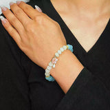 Bracelet Aigue-Marine et Agate Blanche avec Goutte d'Eau - Biloria