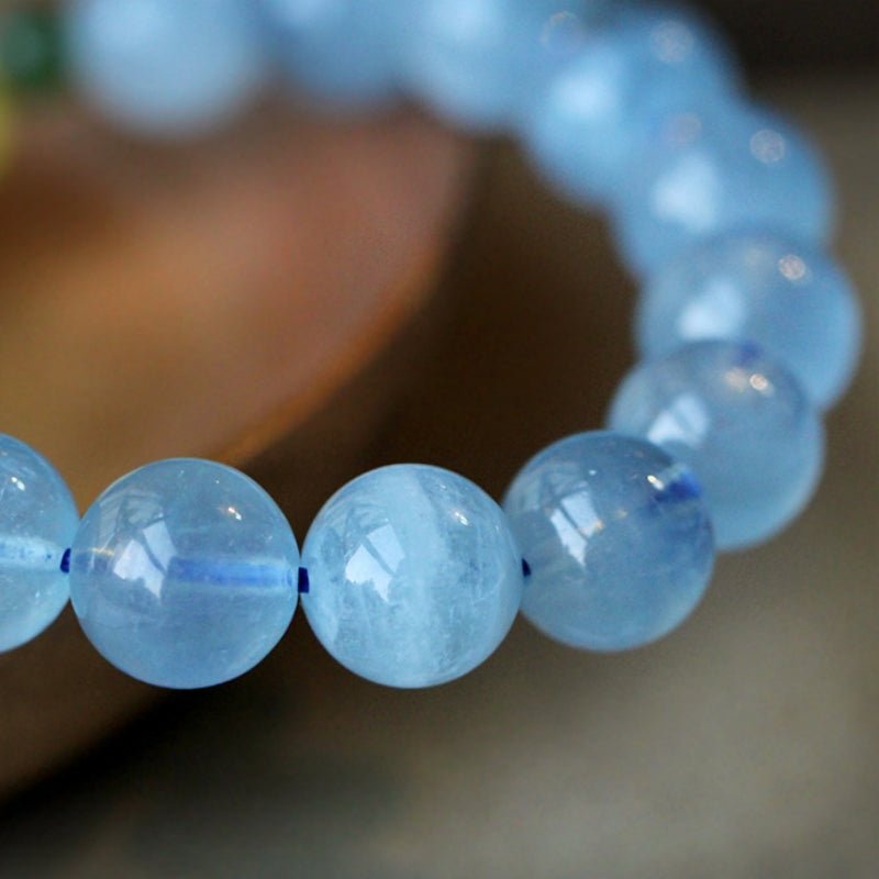 Bracelet Aigue Marine et Ambre – Sérénité Océanique - Biloria