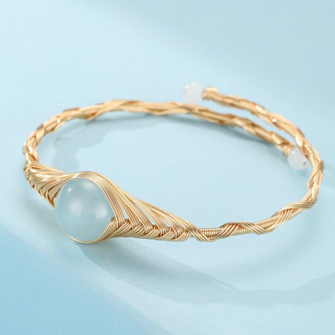 Bracelet Aigue Marine Laiton Doré – Porte-bonheur Feng Shui - Biloria