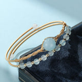 Bracelet Aigue Marine Laiton Plaqué Or 14K - Perle d'Océan - Biloria
