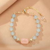 Bracelet Aigue-marine Quartz Rose ajustable – Sérénité et amour - Biloria