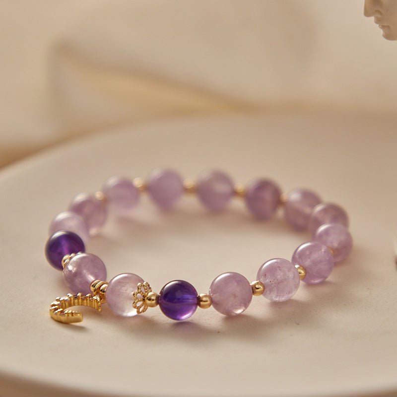 Bracelet Améthyste Uruguay Lune Dorée – Sérénité Zen - Biloria