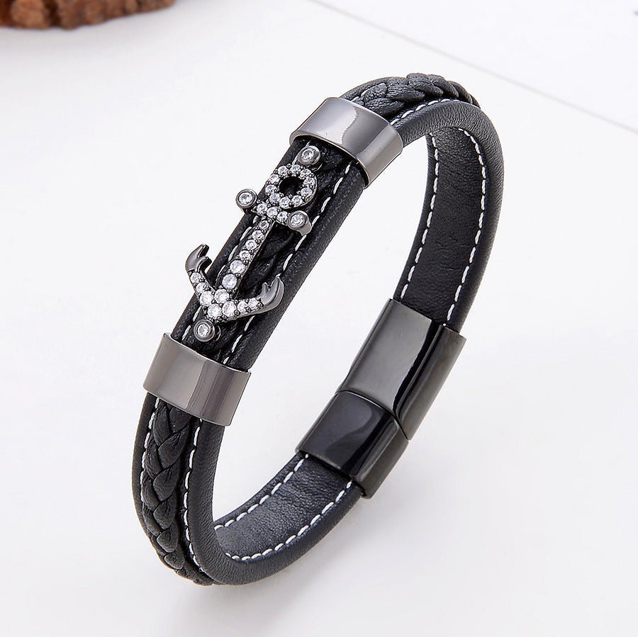 Bracelet Ancre Cuir Homme – Bijou Voyage Tendance Bureau - Biloria