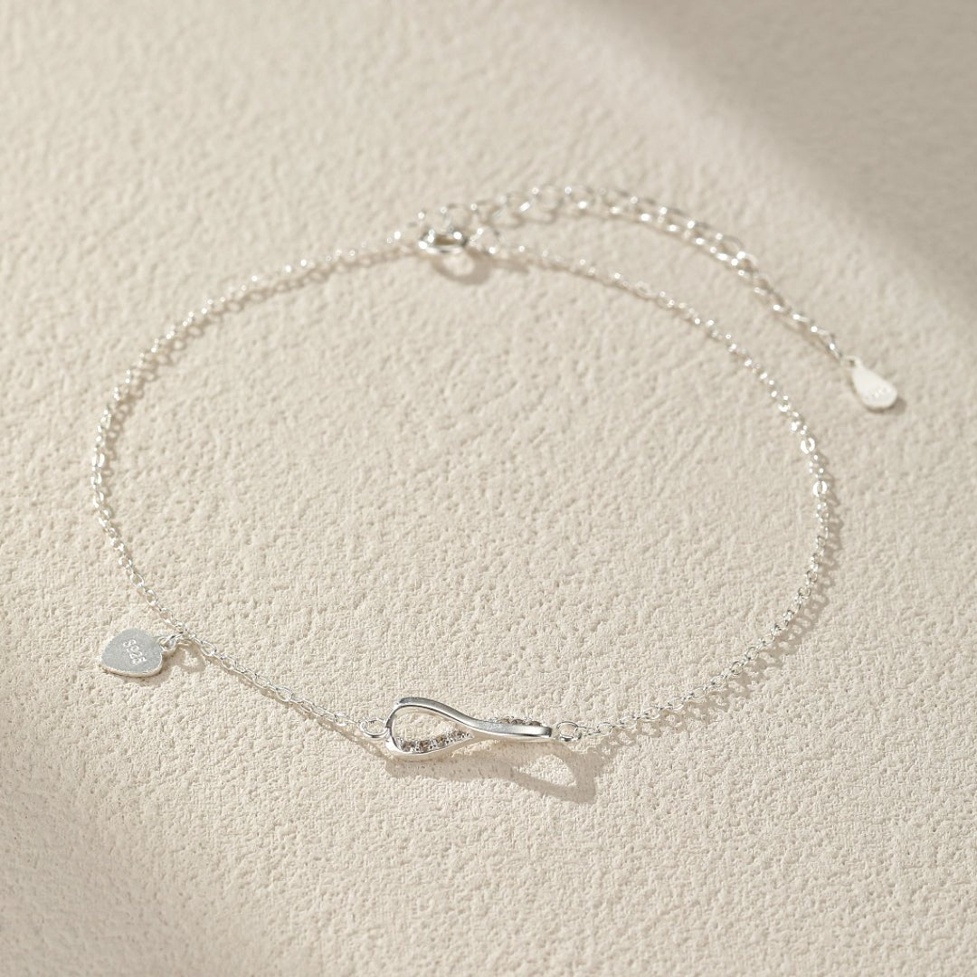Bracelet Cheville Infini Zircon Argent 925 - Bijou Cadeau - Biloria