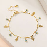 Bracelet Cheville Mauvais Œil Ange Gardien Plaqué Or - Biloria