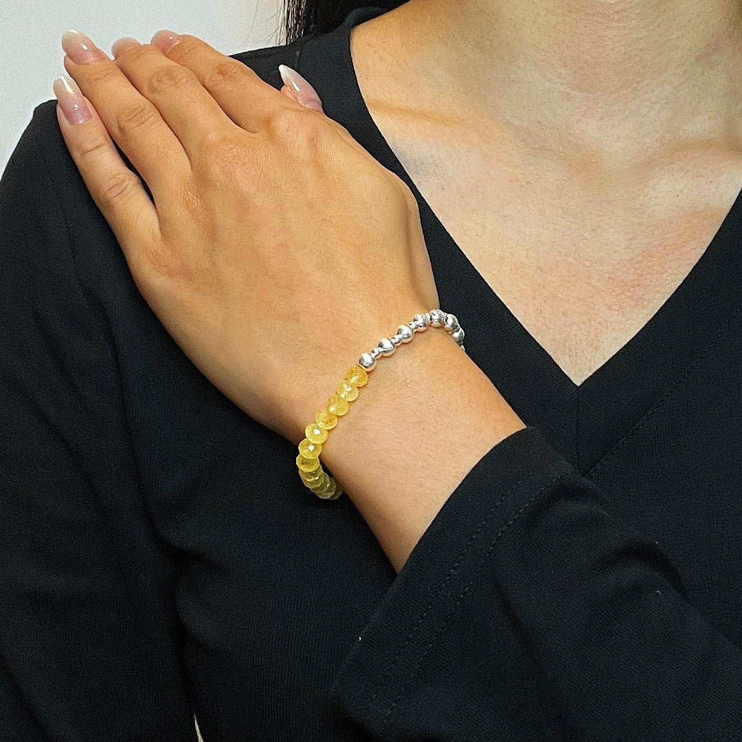 Bracelet Citrine Facettée et Argent 925 – Pierre de Joie - Biloria