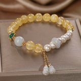 Bracelet Citrine Jade Gourde Fortune Porte-Bonheur Bureau - Biloria