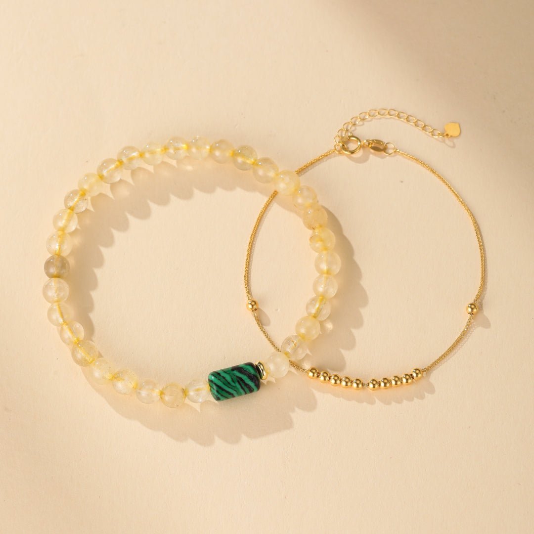 Bracelet Citrine Malachite pour l'Équilibre et la Sérénité - Biloria