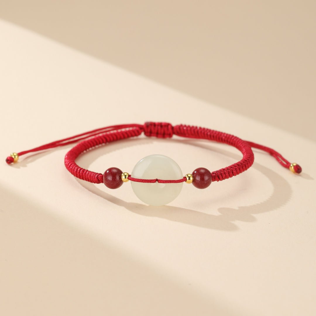 Bracelet Cordon Jade et Cinabre Tendance Bureau - Biloria