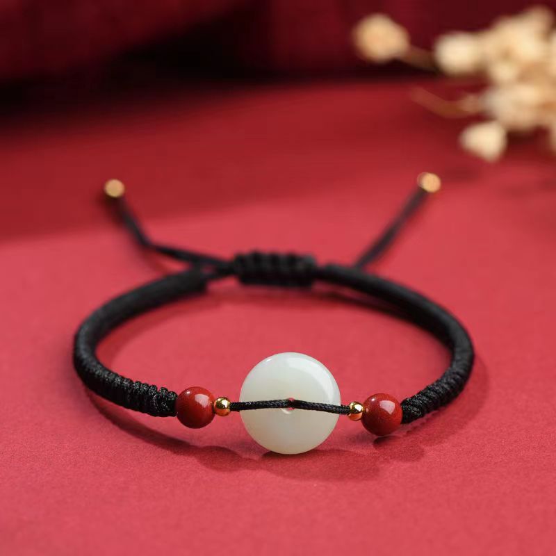 Bracelet Cordon Jade et Cinabre Tendance Bureau - Biloria
