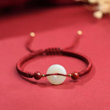 Bracelet Cordon Jade et Cinabre Tendance Bureau - Biloria