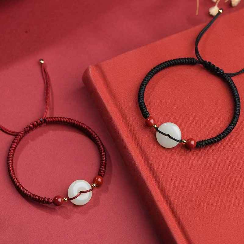 Bracelet Cordon Jade et Cinabre Tendance Bureau - Biloria